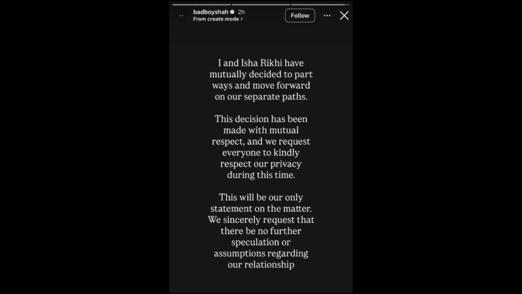 Breaking News rapper Badshah and actress model Isha Rikhi announce divorce