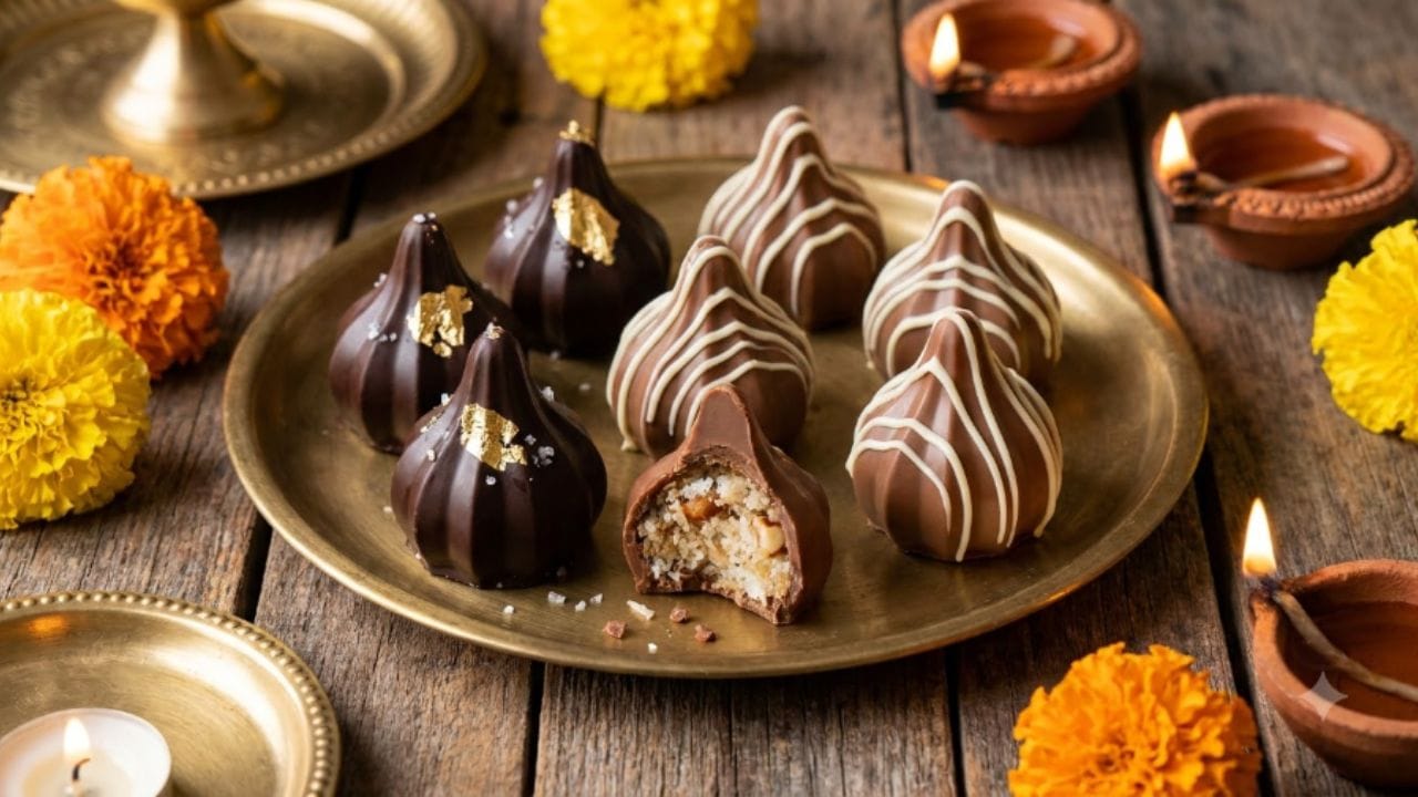 સ્વાદિષ્ટ ચોકલેટ મોદક: બાળકોને ચોકલેટ ખૂબ જ પ્રિય હોય છે, તેથી છેલ્લા થોડા વર્ષોમાં ચોકલેટ મોદકનો ક્રેઝ ઘણો વધ્યો છે. તમે પણ આ વખતે બાપ્પા માટે ચોકલેટ મોદક તૈયાર કરી શકો છો. તેને લાવા કેકની જેમ અંદરથી ચોકલેટ મેલ્ટ થાય તેવા બનાવી શકાય છે અથવા તો અંદર ડ્રાયફ્રૂટ્સ, સીડ્સ અને નટ્સનું પૂરણ ભરીને ક્રિસ્પી ટ્વિસ્ટ પણ આપી શકો છો.