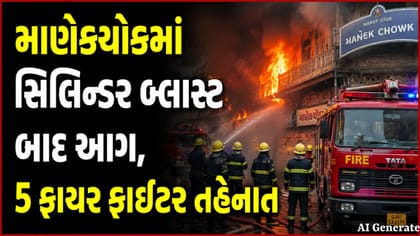અમદાવાદ: માણેકચોકમાં સિલિન્ડર બ્લાસ્ટ બાદ આગ, 5 ફાયર ફાઈટર તહેનાત
