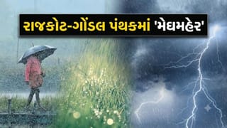 Breaking News: રાજકોટ-ગોંડલમાં વીજળીના કડાકા સાથે ધોધમાર વરસાદ, મેઘમહેર થતાં સુકાતા પાકને મળ્યું ‘જીવનદાન’ – જુઓ Video