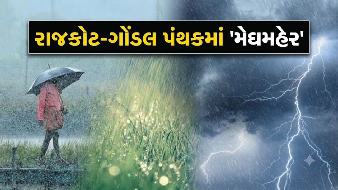 Breaking News: રાજકોટ-ગોંડલમાં વીજળીના કડાકા સાથે ધોધમાર વરસાદ, મેઘમહેર થતાં સુકાતા પાકને મળ્યું 'જીવનદાન' - જુઓ Video Breaking News: રાજકોટ-ગોંડલમાં વીજળીના કડાકા સાથે ધોધમાર વરસાદ, મેઘમહેર થતાં સુકાતા પાકને મળ્યું 'જીવનદાન' - જુઓ Video