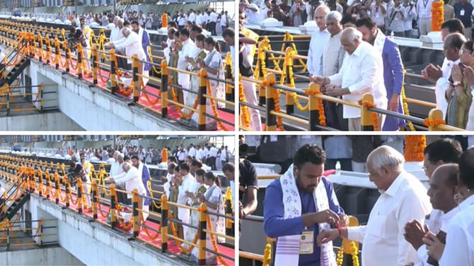 સરદાર સરોવર ડેમ પૂર્ણ સપાટીએ છલકાયો: CM એ કર્યા વધામણાં