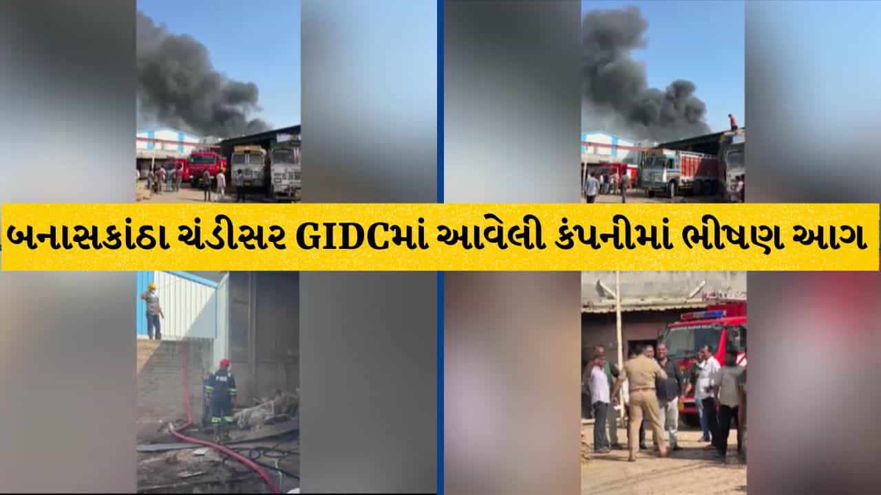 Banaskantha Breaking : ચંડીસર GIDC માં ઈલેક્ટ્રિક DP બનાવતી કંપનીમાં ભીષણ આગ, અંદર કામ કરી રહેલા 10 થી વધુ શ્રમિકોમાં નાસભાગ