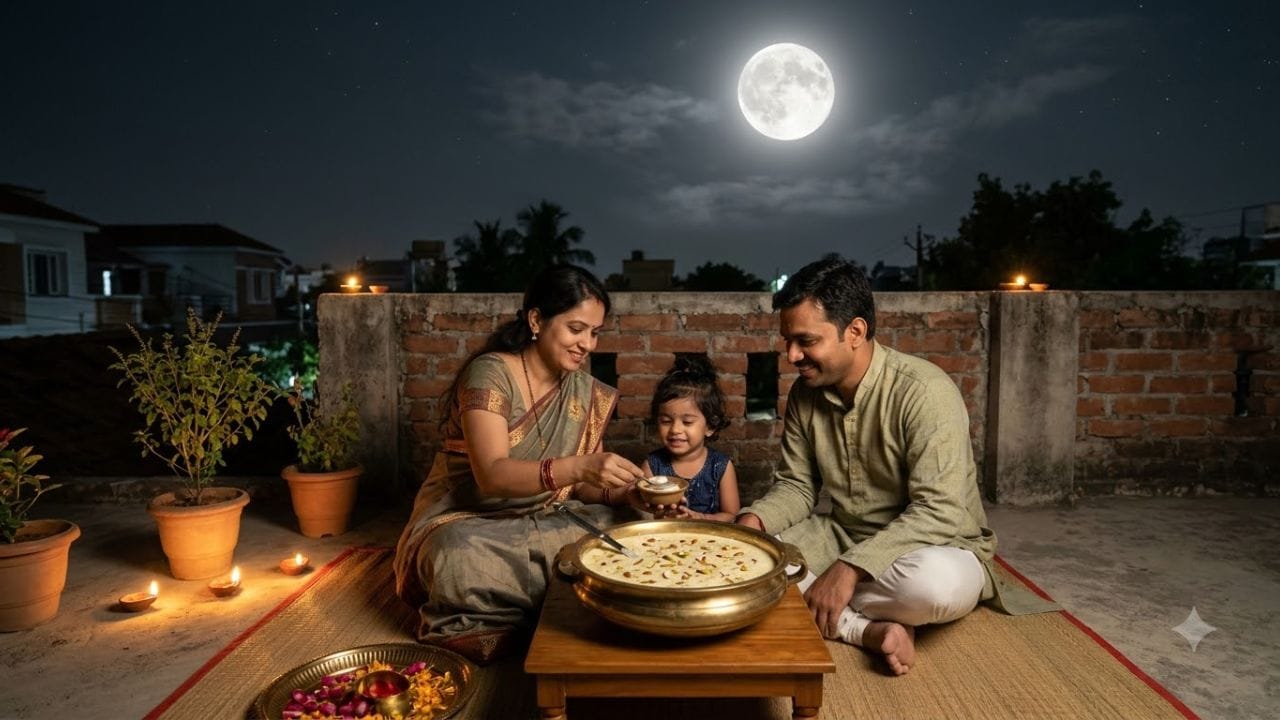 શરદ પૂર્ણિમાને તમામ પૂર્ણિમાઓમાં વિશેષ મહત્ત્વપૂર્ણ માનવામાં આવે છે. આ વર્ષે શરદ પૂર્ણિમા 25 ઓક્ટોબરે છે. તેને કોજાગરી પૂર્ણિમા અથવા રાસ પૂર્ણિમા તરીકે પણ ઓળખવામાં આવે છે. એવી ધાર્મિક માન્યતા છે કે આ રાત્રે ચંદ્ર પોતાની સોળેય કળાઓથી પરિપૂર્ણ હોય છે અને તેની ચાંદનીમાંથી અમૃતની વર્ષા થાય છે. (Image Source | AI Generated)