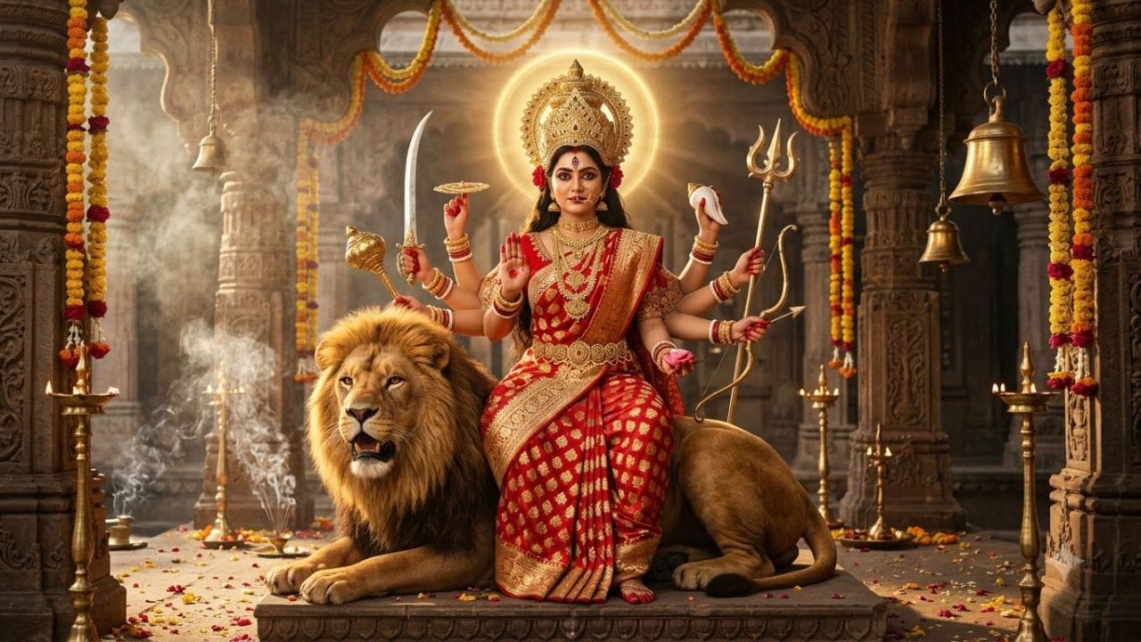 માતા કાત્યાયની : જ્યારે તે જ પુત્રી પોતાના પરિવારની સેવા કરે છે અને પોતાના પતિની સંભાળ રાખે છે, ત્યારે તે માતા કાત્યાયની બને છે. જે દેવી દુર્ગાનું છઠ્ઠું સ્વરૂપ છે. (Image Source | AI Generated)