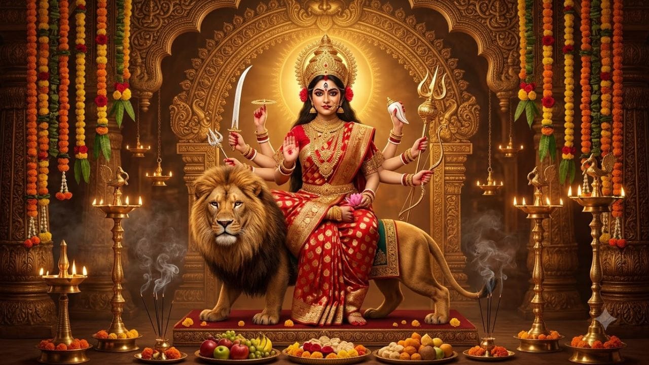 માતા કાલરાત્રી : પુત્રી પોતાના પતિને તેના દુઃખ અને પીડામાં સાથ આપે છે, ત્યારે તે માતા કાલરાત્રી બને છે. જેને દેવી દુર્ગાનું સાતમું સ્વરૂપ માનવામાં આવે છે. (Image Source | AI Generated)