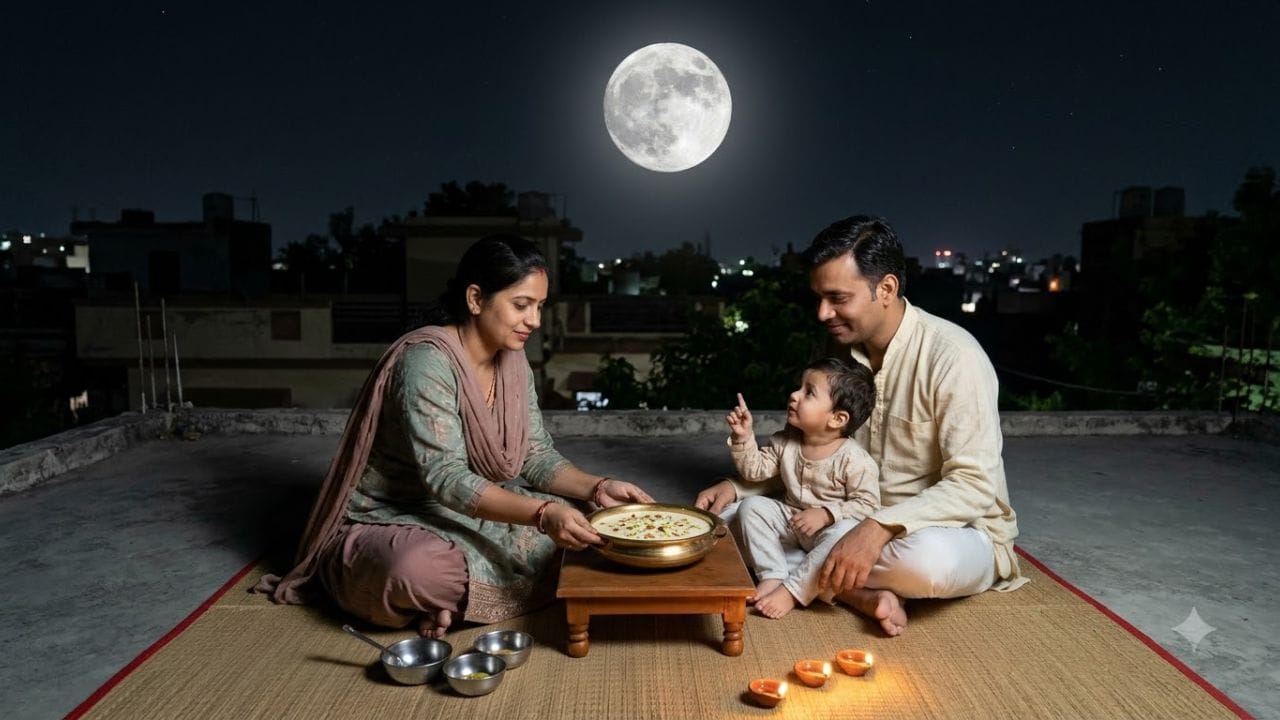 શરદ પૂર્ણિમાની રાત્રે ચંદ્રોદય થયા પછી તુલસીના છોડ પાસે ઘી અથવા તલના તેલનો દીવો પ્રગટાવો. ત્યારબાદ તુલસીના છોડની 7 અથવા 11 વાર પરિક્રમા કરવી. ધાર્મિક માન્યતા છે કે આ ઉપાયથી ઘરમાં સુખ, શાંતિ અને સમૃદ્ધિ જળવાઈ રહે છે. (Image Source | AI Generated)