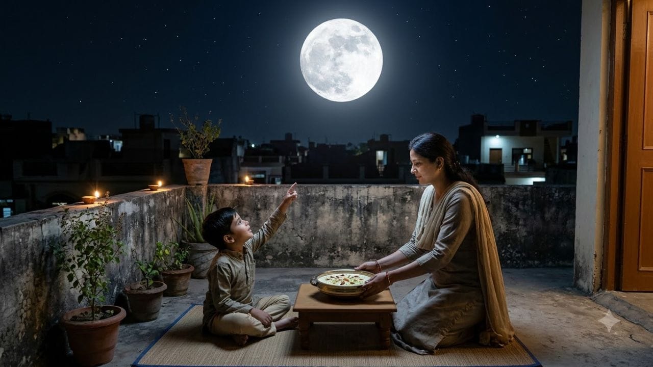 આંખોની સુરક્ષા માટે ચંદ્રને એકધારું તાકી રહેવાને બદલે તેની ચાંદનીમાં આરામથી બેસવું વધુ યોગ્ય માનવામાં આવે છે. આ ઉપરાંત, ઉપર જણાવેલા ઉપાયો ધાર્મિક અને પરંપરાગત માન્યતાઓ પર આધારિત છે. ધનપ્રાપ્તિ કે આરોગ્યલાભની ખાતરી આપતા વૈજ્ઞાનિક પુરાવા ઉપલબ્ધ નથી. (Image Source | AI Generated)