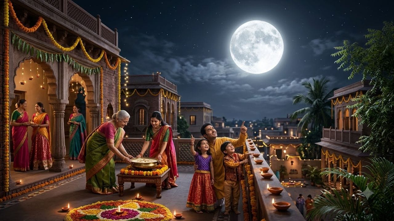 આ રાત્રે ખીર બનાવીને ચંદ્રના પ્રકાશમાં રાખવાની પરંપરા છે. એવું માનવામાં આવે છે કે આ ખીરનો પ્રસાદ ગ્રહણ કરવાથી પ્રેમ, આરોગ્ય અને સકારાત્મક ઊર્જાની પ્રાપ્તિ થાય છે. (Image Source | AI Generated)