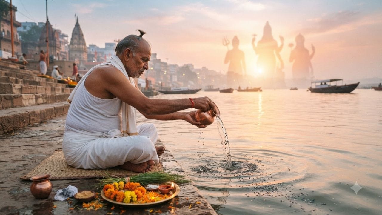 પિતૃપક્ષ દરમિયાન શ્રાદ્ધ વિધિમાં માત્ર બ્રાહ્મણોને ભોજન કરાવવાની પરંપરા નથી, પરંતુ પંચબલિનું પણ મહત્વ જણાવવામાં આવ્યું છે. આ અંતર્ગત ભોજનનો અમુક ભાગ અલગ-અલગ જીવો અને દેવતાઓ માટે અલગ કાઢવામાં આવે છે. ધાર્મિક માન્યતાઓ અનુસાર, ગાય, કૂતરો, કાગડો, કીડી વગેરે જીવોને ભોજન કરાવવા પાછળ પિતૃઓની તૃપ્તિનો ભાવ જોડાયેલો છે. આ જ કારણે શ્રાદ્ધના ભોજનમાંથી એક ભાગ આ જીવો માટે કાઢીને શ્રદ્ધાપૂર્વક અર્પણ કરવામાં આવે છે. (Image Source | AI Generated)