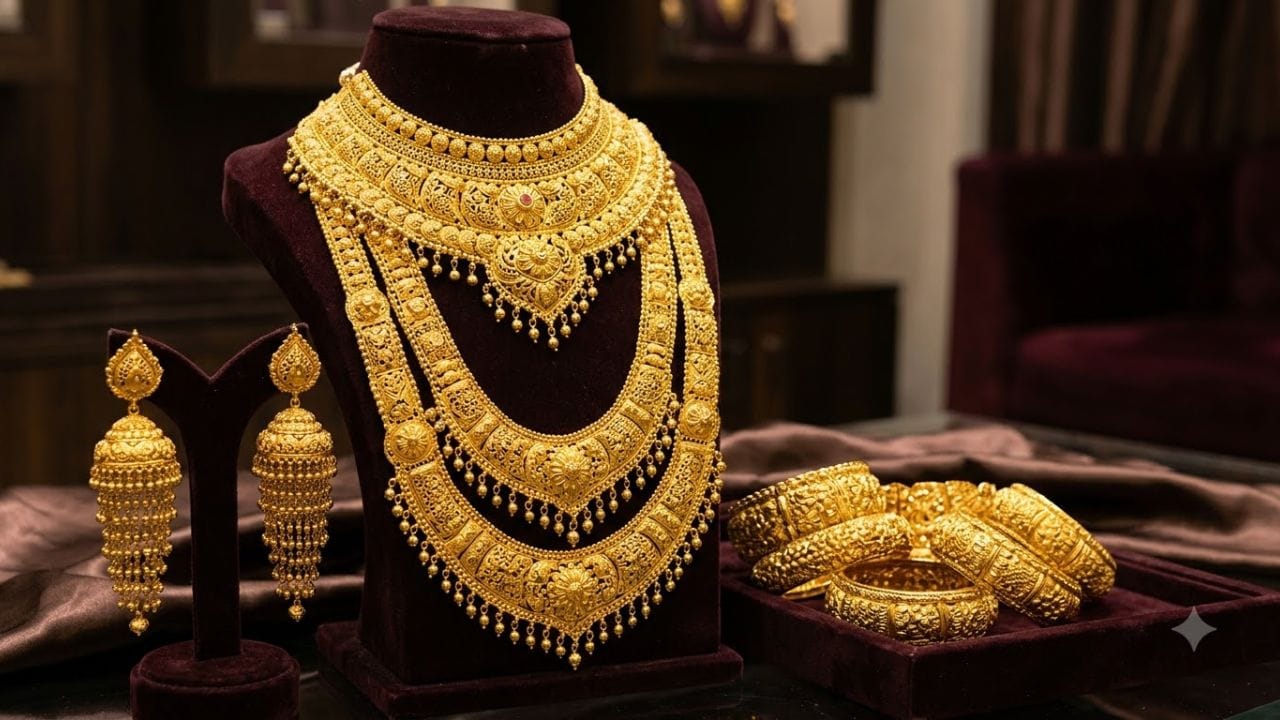આજના કારોબારી સત્રમાં સોનાના ભાવમાં ભારે ઉથલપાથલ જોવા મળી છે. દિવસ દરમિયાન સોનાનો ઉપલો સ્તર (Day's High) ₹1,45,120.00 રહ્યો હતો, જ્યારે નીચલો સ્તર (Day's Low) ₹1,43,930.00 સુધી ગગડ્યો હતો. આજે બજાર ખૂલતી વખતે સોનું ₹1,44,992.00 ના સ્તરે ઓપન થયું હતું, જે દર્શાવે છે કે શરૂઆતથી જ રીંછ (Bears) બજાર પર હાવી રહ્યા હતા. (Image Source | AI Generated)