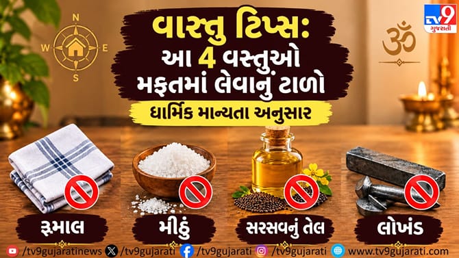 વાસ્તુ ટિપ્સ: મીઠું, તેલ સહિત આ 4 વસ્તુઓ મફતમાં લેવાનું ટાળો