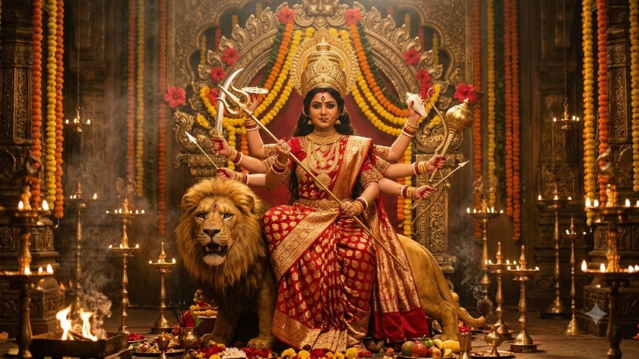 માતા બ્રહ્મચારિણી : જ્યારે દીકરીઓનો અવાજ ઘરના આંગણામાં ગુંજી ઉઠે છે અને તેઓ બોલવાનું શરૂ કરે છે. ત્યારે તેમને દેવી દુર્ગાનું બીજું સ્વરૂપ, દેવી બ્રહ્મચારિણી માનવામાં આવે છે. (Image Source | AI Generated)