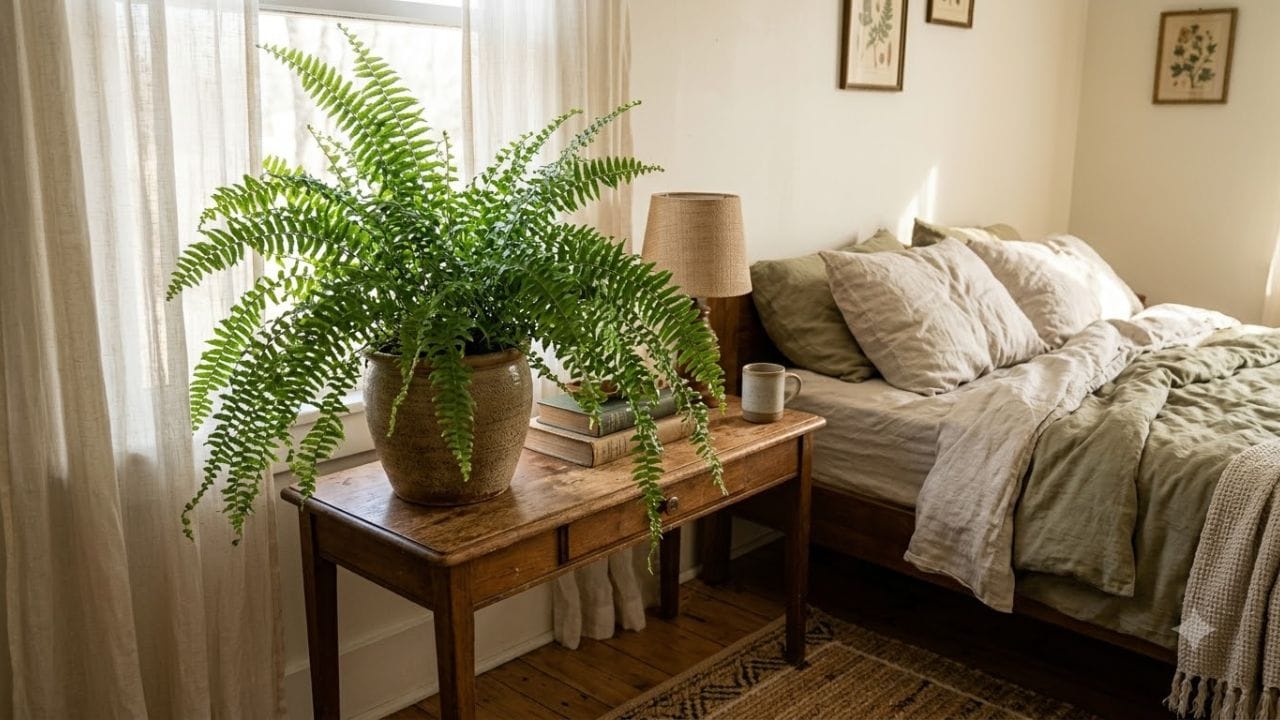 7. ફર્ન પ્લાન્ટ (Fern Plant) વાયુ પ્રદૂષણની અસર ઘટાડવા માટે ઘરમાં ફર્ન પ્લાન્ટ પણ લગાવી શકાય છે. તેના કોમળ, ઝીણા અને ઘેરા પાંદડા કુદરતી હરિયાળીનો અહેસાસ કરાવે છે. તેને બાલ્કનીથી લઈને બેડરૂમ કે ટેબલ પર પણ આસાનીથી ગોઠવી શકાય છે.