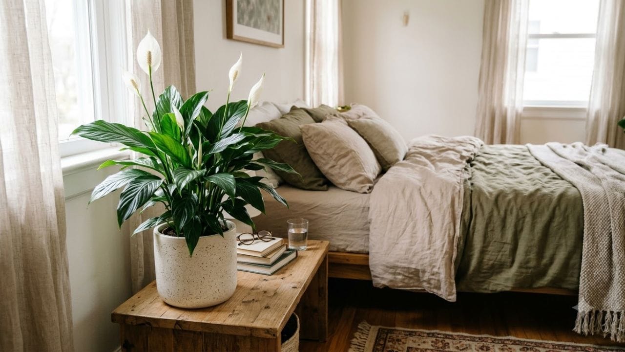 4. પીસ લિલી (Peace Lily) પીસ લિલી પોતાના ઘેરા લીલા પાંદડા અને આકર્ષક સફેદ ફૂલો માટે જાણીતી છે. મોટાભાગે લોકો તેને ડેકોરેશન માટે વાપરે છે, પરંતુ તે ઘરની હવાના પ્રદૂષણને ઘટાડવામાં પણ મદદરૂપ છે. તે આડકતરા (ઇનડાયરેક્ટ) સૂર્યપ્રકાશમાં ખૂબ સારી રીતે વિકસે છે.