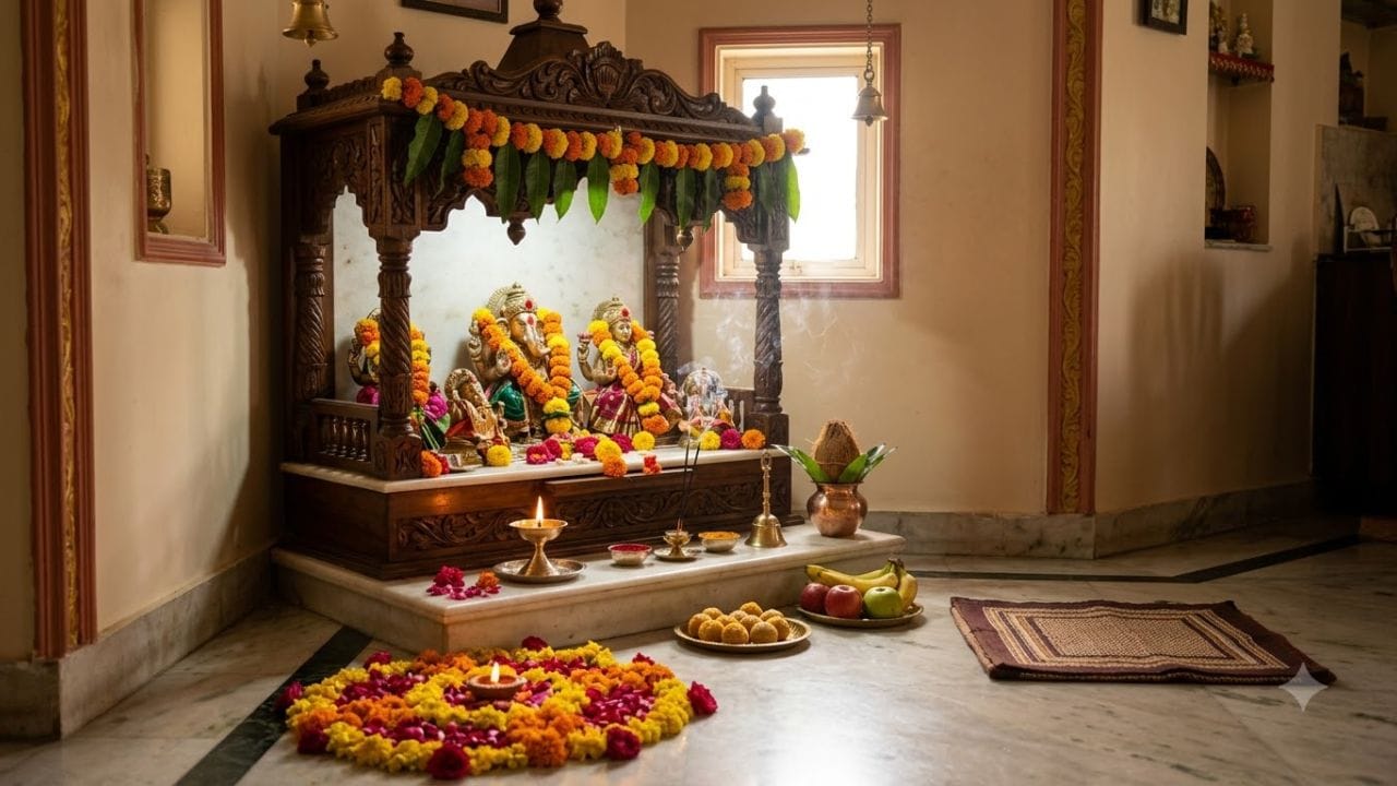 પૂજા ઘર (Pooja Room) દિશા: પૂજા સ્થળ હંમેશાં ઉત્તર-પૂર્વ (ઈશાન ખૂણા) દિશામાં હોવું જોઈએ. મૂર્તિઓની સ્થિતિ: દેવી-દેવતાઓની મૂર્તિઓનું મુખ પશ્ચિમ કે પૂર્વ દિશા તરફ હોવું જોઈએ. મૂર્તિઓનું મુખ ક્યારેય દક્ષિણ દિશા તરફ ન રાખવું.
