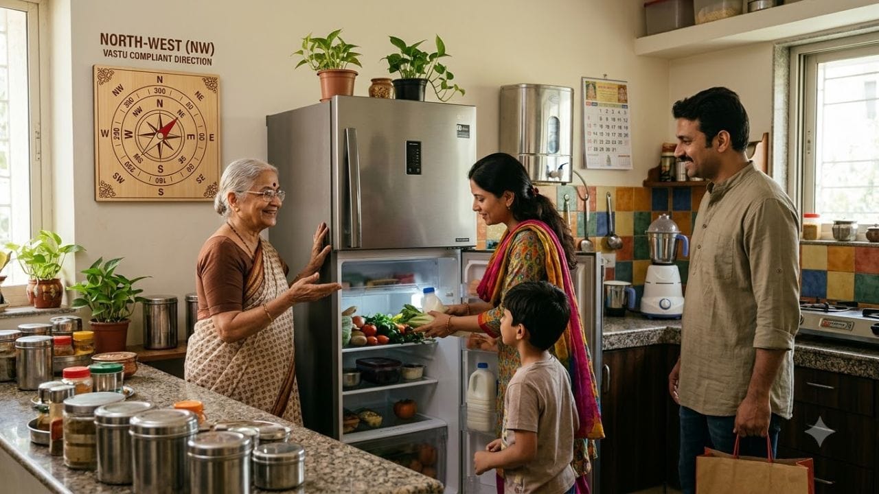 જોકે, વાસ્તુ મુજબ ફ્રિજને ઉત્તર-પૂર્વ (ઈશાન) દિશામાં રાખવાથી બચવું જોઈએ, કારણ કે આ દિશા અત્યંત પવિત્ર, આધ્યાત્મિક અને પૂજા-પાઠ માટે નિર્ધારિત માનવામાં આવે છે. જો રસોડું નાનું હોય, તો એવી જગ્યા પસંદ કરવી જ્યાંથી ફ્રિજનો દરવાજો સરળતાથી ખૂલી શકે અને અવરજવરમાં અડચણ ન પડે.