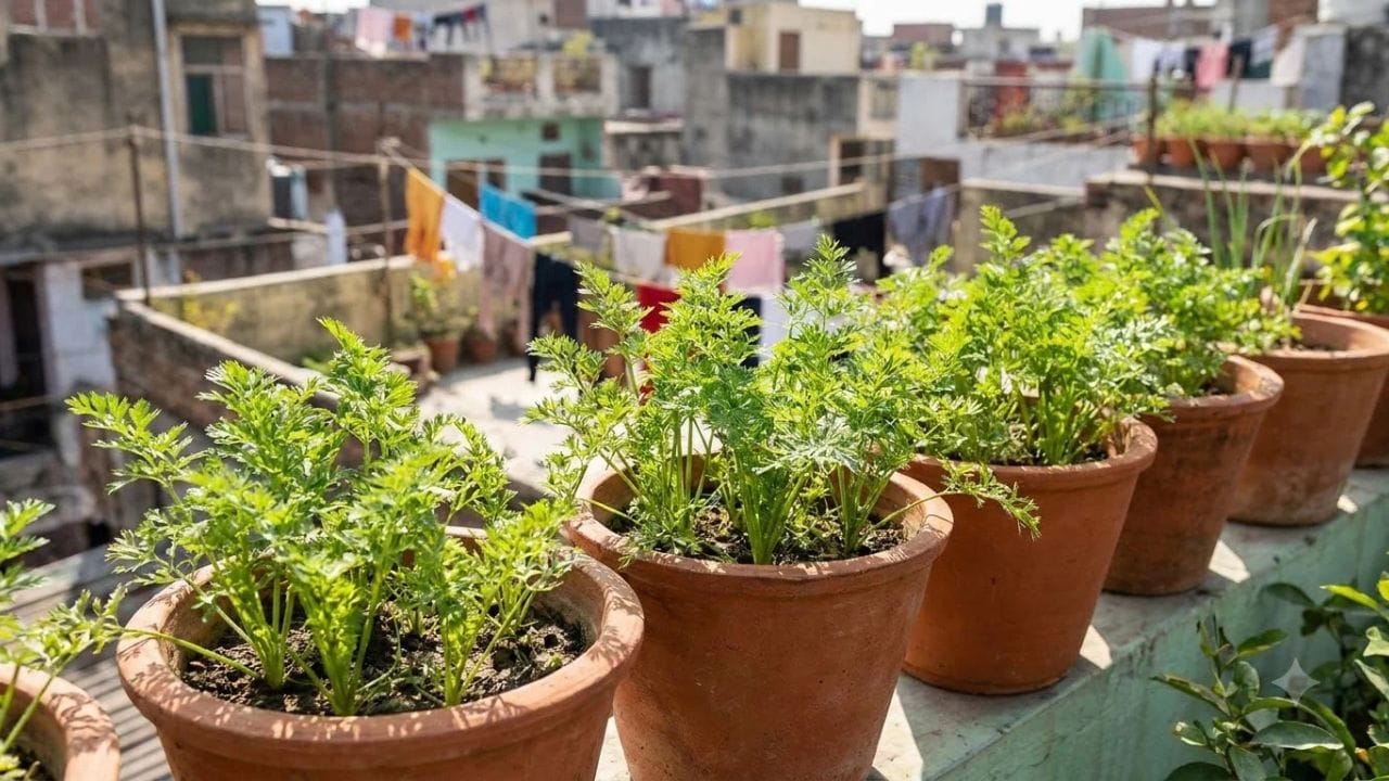 શિયાળાની ઋતુમાં ગાજરની માંગ ઘણી વધી જાય છે. ગાજરનો હલવો હોય, સલાડ હોય કે પછી તાજો જ્યુસ... તે દરેક રીતે સ્વાદ અને સ્વાસ્થ્ય બંનેનું ધ્યાન રાખે છે. જો તમે બજારમાંથી ગાજર ખરીદવાને બદલે તમારા ઘરે તાજી અને ઓર્ગેનિક ગાજર ઉગાડવા માંગતા હોવ, તો આ કામ બિલકુલ સરળ છે. થોડી-ઘણી સંભાળ અને યોગ્ય રીત અપનાવીને તમે બાલ્કનીમાં પણ ગાજરનો છોડ ઉગાડી શકો છો. ગાજરને સારી રીતે વધારવા માટે કેટલીક બાબતોનું ધ્યાન રાખવું પડે છે. આમાં ભુરભુરી માટી (Frable/Loamy Soil), યોગ્ય રીતે બીજ વાવવા અને નિયમિત પાણી આપવું; જેવી બાબતોનો સમાવેશ થાય છે.
