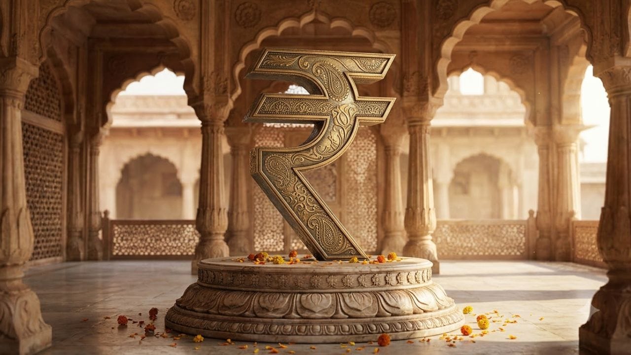 જેમ જેમ વિશ્વ સ્તરે ભારતનો વેપાર વધવા લાગ્યો, તેમ તેમ ભારત સરકારને અનુભવાયું કે આપણી વધતી જતી આર્થિક તાકાતને દર્શાવવા માટે ચલણનો એક આગવો સિમ્બોલ હોવો જરૂરી છે. આ હેતુથી વર્ષ 2009 માં કેન્દ્ર સરકારે એક રાષ્ટ્રીય સ્તરની ડિઝાઇન સ્પર્ધાનું આયોજન કર્યું.