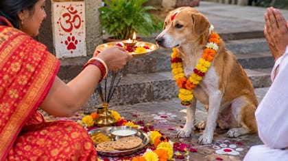 આરતી અને માળા પહેરાવી કરવામાં આવે છે શ્વાનની પૂજા