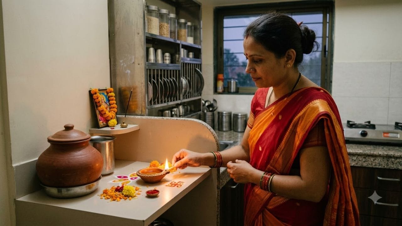 રસોડામાં દીવો પ્રગટાવો: ધાર્મિક પરંપરાઓમાં રસોડાને મા અન્નપૂર્ણાનું સ્થાન ગણવામાં આવે છે, જે અન્ન અને સમૃદ્ધિની દેવી છે. આથી અષ્ટમી અને નવમી પર રસોડાની કોઈ સ્વચ્છ જગ્યા પર દીવો પ્રગટાવવાથી ઘરમાં ક્યારેય અન્ન-ધન ની ખોટ વર્તાતી નથી. કેટલીક પરંપરાઓમાં પીવાના પાણીના સ્થાન (પનિહારે) પાસે પણ દીવો મૂકવો શુભ માનવામાં આવે છે. જોકે, દીવો પ્રગટાવતી વખતે ગેસ સિલિન્ડર, ચૂલો કે કપડાં જેવી જ્વલનશીલ વસ્તુઓથી સલામત અંતર રાખવું જરૂરી છે.