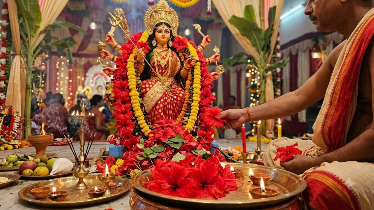 પૂજા દરમિયાન માતાજીને લાલ જાસૂદનું ફૂલ ચઢાવી શ્રદ્ધાપૂર્વક આરતી કરવી જોઈએ. નિયમિત રૂપે દેવીની આરાધના કરવાથી ઘરમાં સુખ-શાંતિ અને સમૃદ્ધિ જળવાઈ રહે છે. આ ઉપાય કરતી વખતે મનમાં સકારાત્મક વિચારો રાખવા અને સમગ્ર પરિવારના કલ્યાણ માટે પ્રાર્થના કરવી જોઈએ.