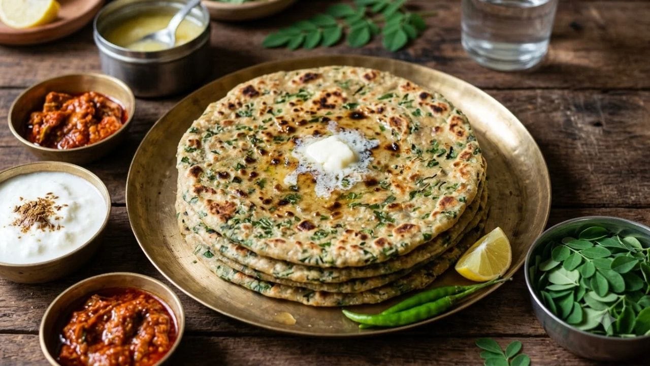 10 મિનિટ સુધી રાખેલા લોટને બહાર કાઢો અને તેના નાના-નાના ભાગ પાડી લો. દરેક ભાગને સૂકા લોટમાં રગદોળો અને વેલણની મદદથી પરોઠાની જેમ વણી લો. હવે ગેસ પર તવી ગરમ કરો અને તેના પર થોડું તેલ મૂકો. વણેલો પરોઠો તવી પર મૂકો અને બંને બાજુથી સારી રીતે શેકી લો.