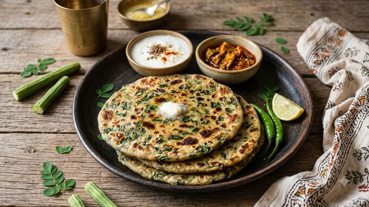 આ રેસિપી બનાવવા માટે પોણો કપ સરગવાના પાન, અડધો કપ ઘઉંનો લોટ અને અડધો કપ સ્પ્રિંગ ઓનિયન એટલે કે લીલી ડુંગળીના પાન જોઈએ. આ સિવાય થોડા લીલા ધાણા, બે લીલા મરચાં, અડધી ચમચી આદુ અને અડધી ચમચી લસણ લો. મસાલામાં અડધી ચમચી લાલ મરચું પાઉડર, એક ચતુર્થાંશ ચમચી હળદર, એક ચમચી અજમો, એક ચતુર્થાંશ ચમચી આમચુર પાવડર અને એક ચતુર્થાંશ ચમચી ચાટ મસાલો ઉમેરવાનો છે. તેની સાથે સ્વાદ અનુસાર મીઠું, એક મોટી ચમચી રાઇસ બ્રાન ઓઇલ, અડધી ચમચી ગરમ મસાલો અને અડધી ચમચી ધાણા પાઉડર જોઈએ.