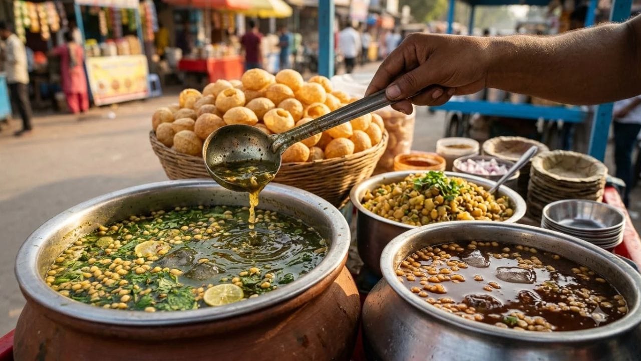 પાણીપુરી ભારતમાં સૌથી વધુ પસંદ કરવામાં આવતા સ્ટ્રીટ ફૂડમાંની એક છે. આમાં નાની અને કડક (કુરકુરી) પૂરીને વચ્ચેથી થોડી તોડીને તેમાં બાફેલા બટાકા કે ચણાનો મસાલો ભરવામાં આવે છે. ત્યાર પછી તેમાં ચટપટું પાણી ઉમેરવામાં આવે છે. આ જ મસાલેદાર પાણીને ગોલગપ્પાનું પાણી કહેવામાં આવે છે. તેનો સ્વાદ તીખો, ખાટો, મીઠો કે આ બધાનું મિશ્રણ હોઈ શકે છે.