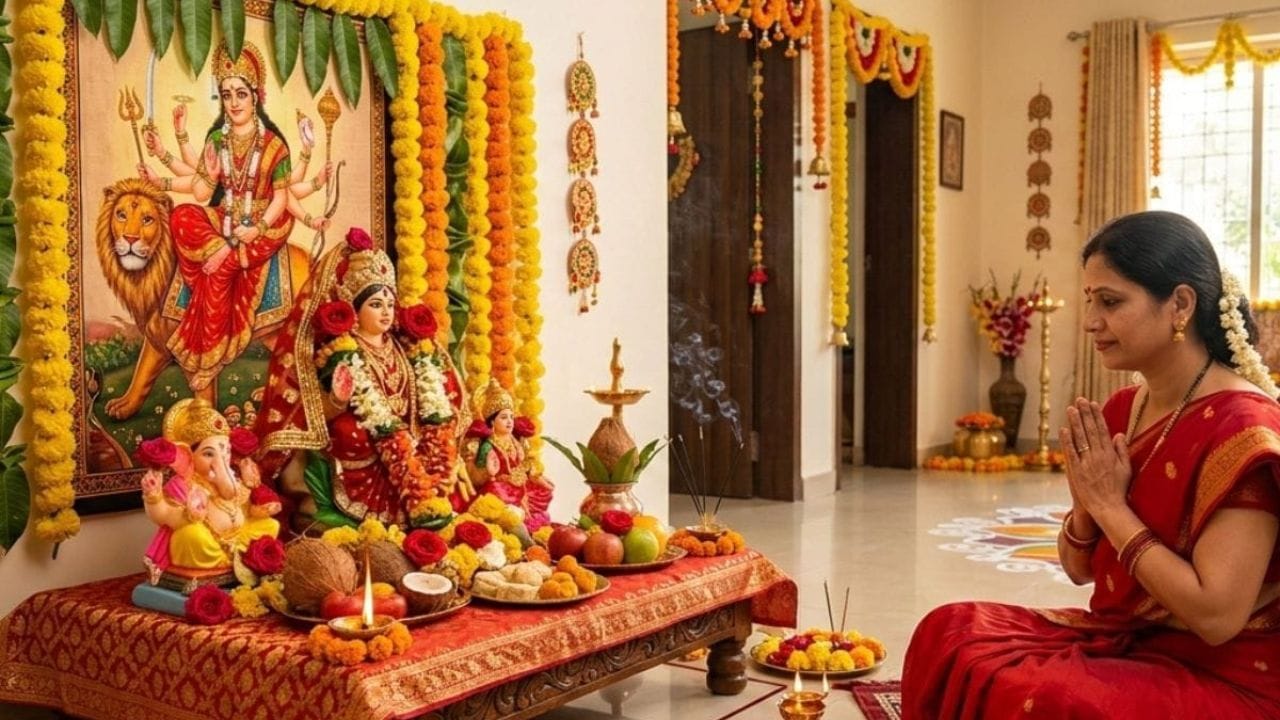પિત્તળ કે તાંબાનો કળશ : શરદ નવરાત્રિના પ્રથમ દિવસે 'ઘટસ્થાપના' (પવિત્ર કળશની વિધિવત સ્થાપના) કરવામાં આવે છે. પૂજા વિધિ માટે તમે પિત્તળ અથવા તાંબાનો કળશ ખરીદી શકો છો. ધાર્મિક પરંપરાઓમાં કળશને શુભતા અને સમૃદ્ધિનું પ્રતીક માનવામાં આવે છે; તેને ઘરે લાવવાથી સુખ અને સમૃદ્ધિનું આગમન થાય છે તેમ મનાય છે.