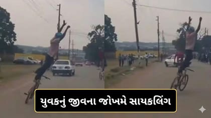 જીવના જોખમે યુવકે કર્યું સાયકલિંગ, વીડિયો જોઈને આંખો પહોળી થઈ જશે!